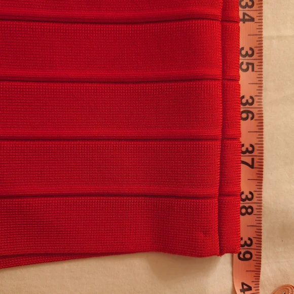 NWT Rio Red HERVE LEGER The MARIA Dress Icon Sculpted Bandage Midi Bodycon XXS - Picture 9 of 15